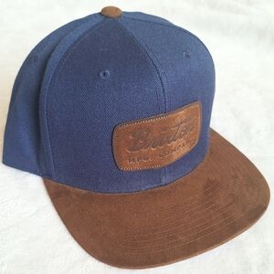 Brixton Navy and Brown Cap With Suede Brim. Snapback